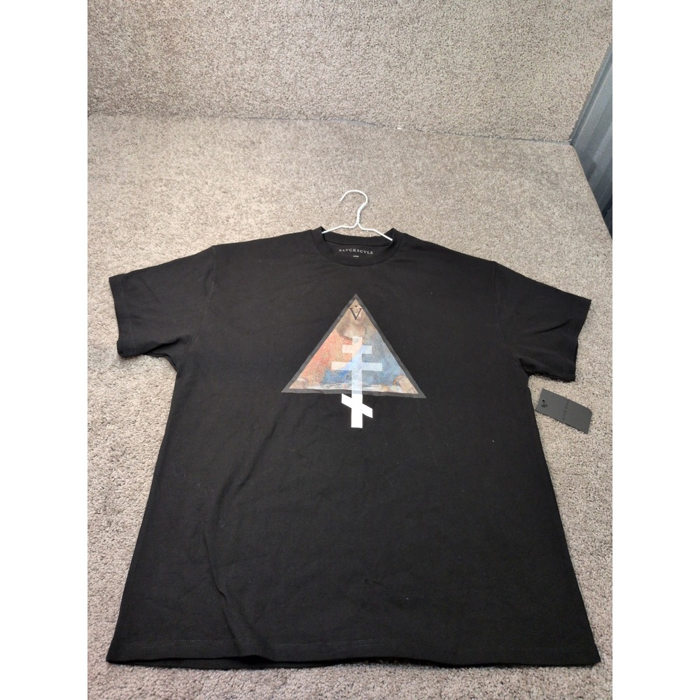 Black Scale Mens Graphic T-Shirt Black Cotton Short Sleeve Crew Neck Large‎ NEW